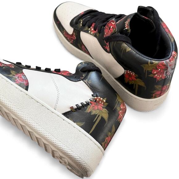 Coach G1680 C210 Mens 11D White Black Red Leather Wild Lily Floral High Top - Picture 3 of 11